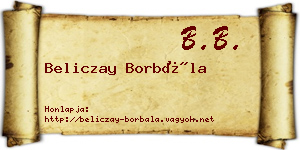 Beliczay Borbála névjegykártya